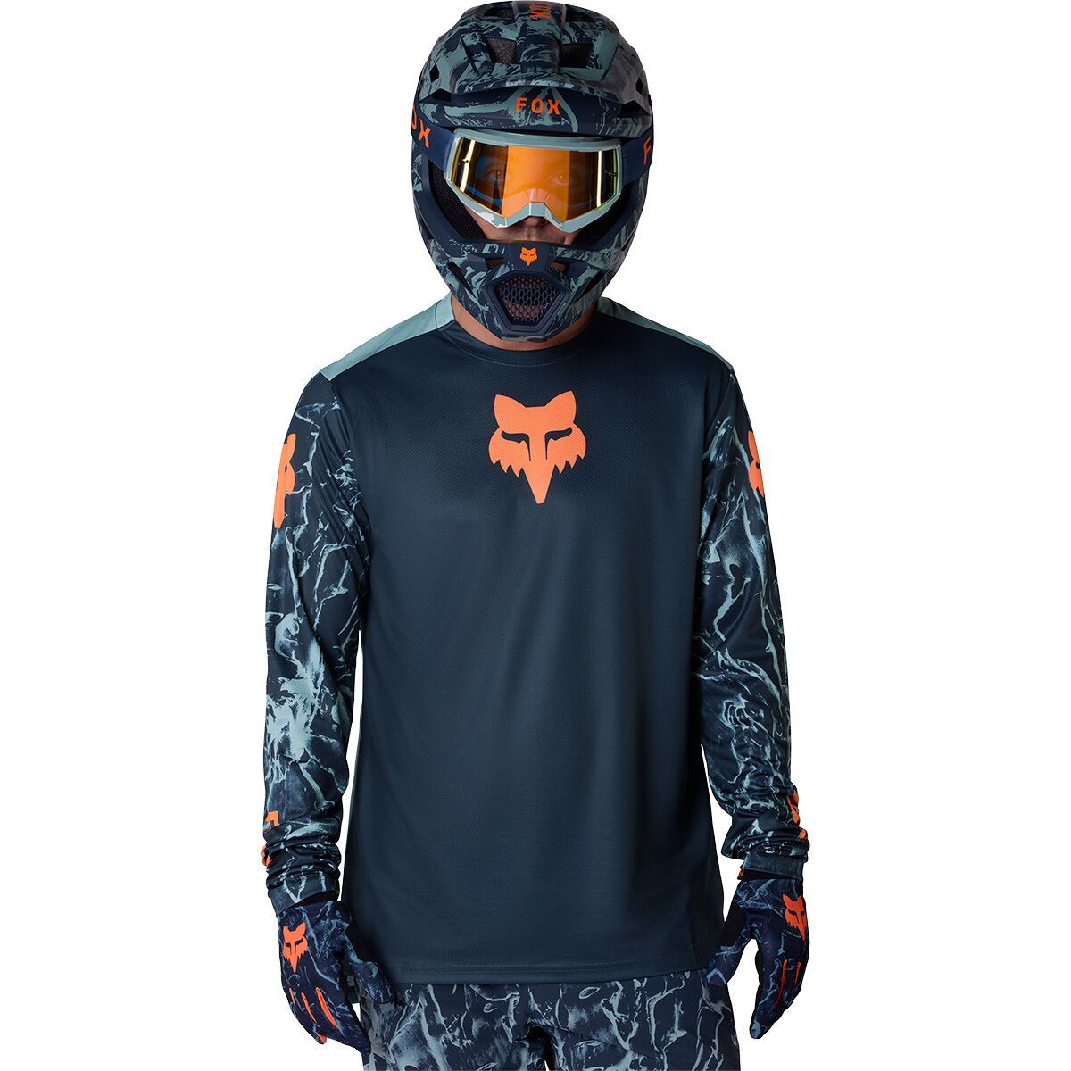 Image of Fox Racing Ranger Long-Sleeve Jersey - Kids' Arctic Blue Image Print, M