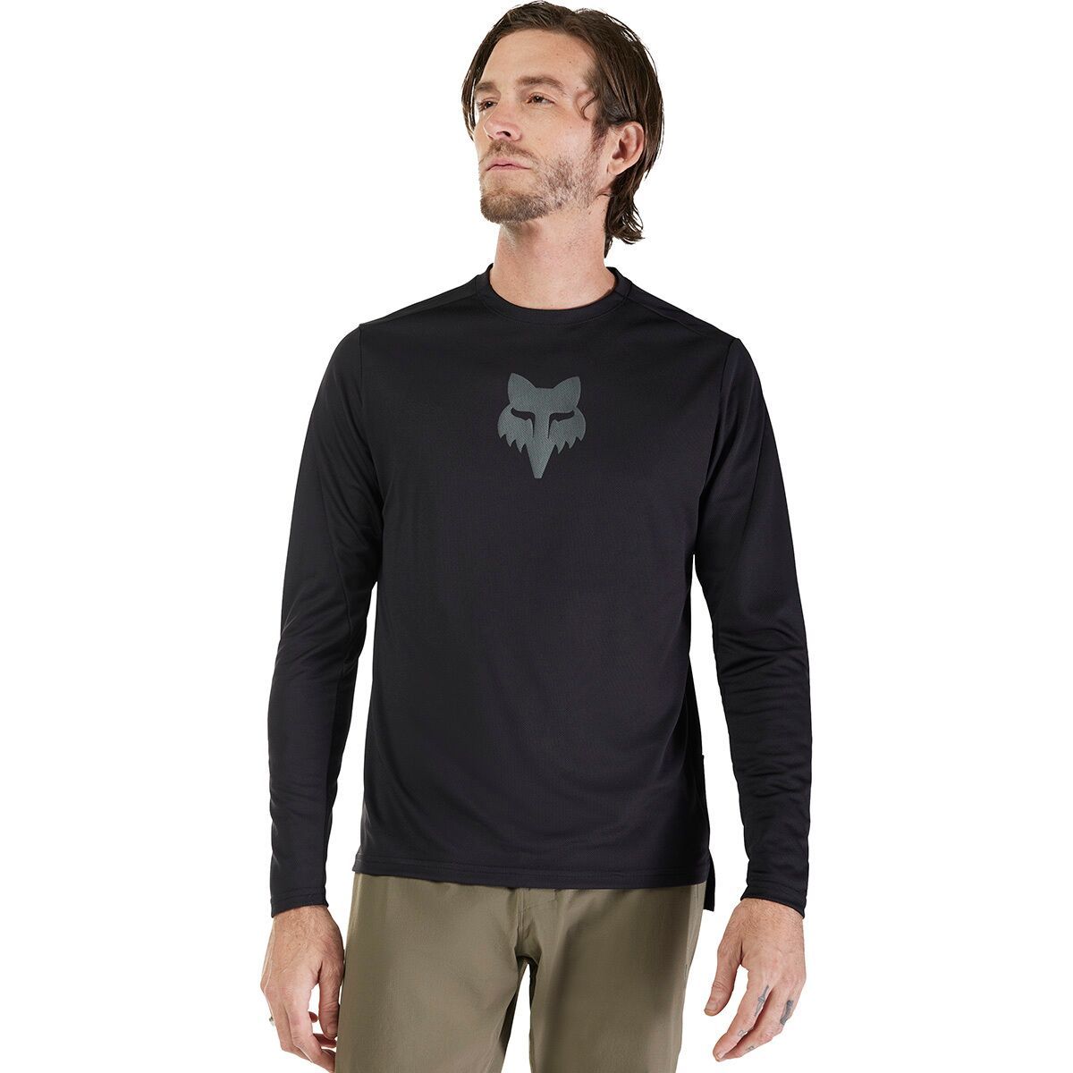 Image of Fox Racing Ranger Long-Sleeve Jersey - Men's Black Fox Head, L