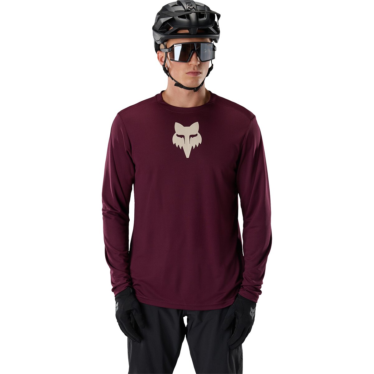 Image of Fox Racing Ranger Long-Sleeve Jersey - Men's Dark Maroon Fox Head, M