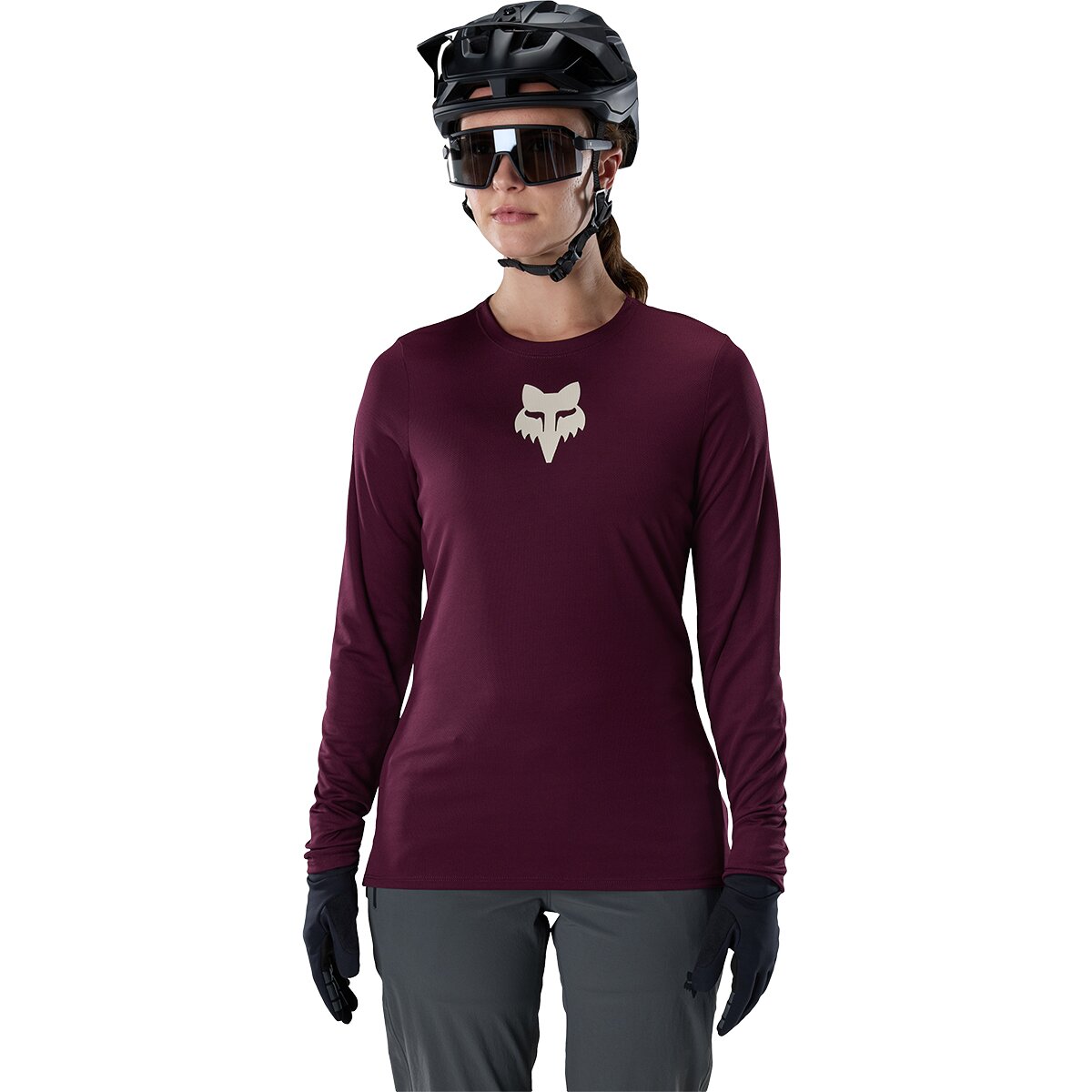 Image of Fox Racing Ranger Long-Sleeve Jersey - Women's Dark Maroon Fox Head, M