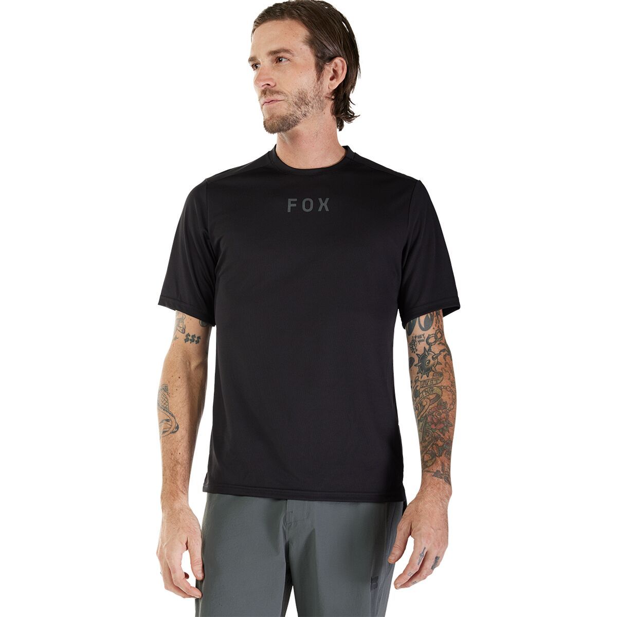 Image of Fox Racing Ranger Short-Sleeve Jersey - Men's Black Wordmark, M