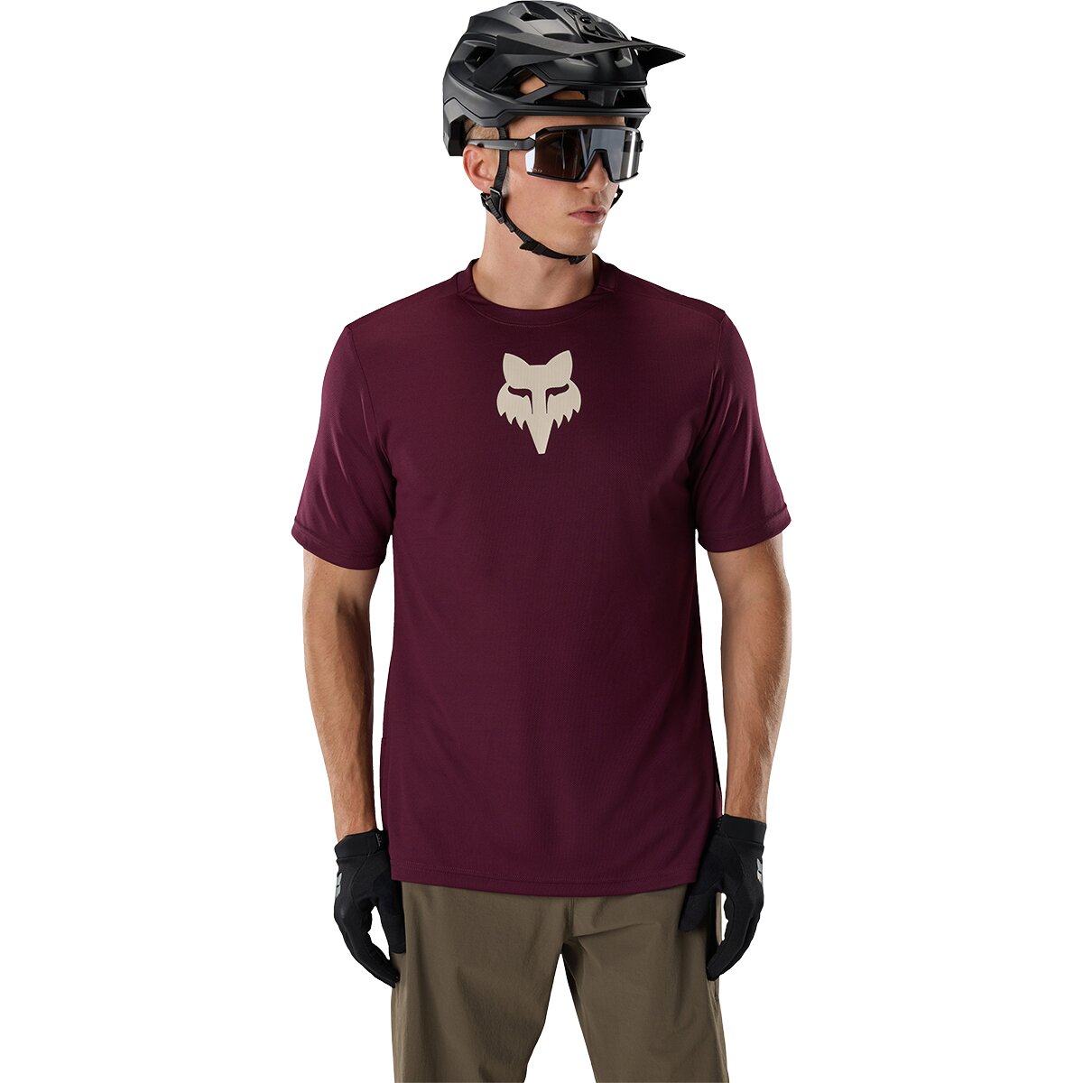 Image of Fox Racing Ranger Short-Sleeve Jersey - Men's Dark Maroon Fox Head, S