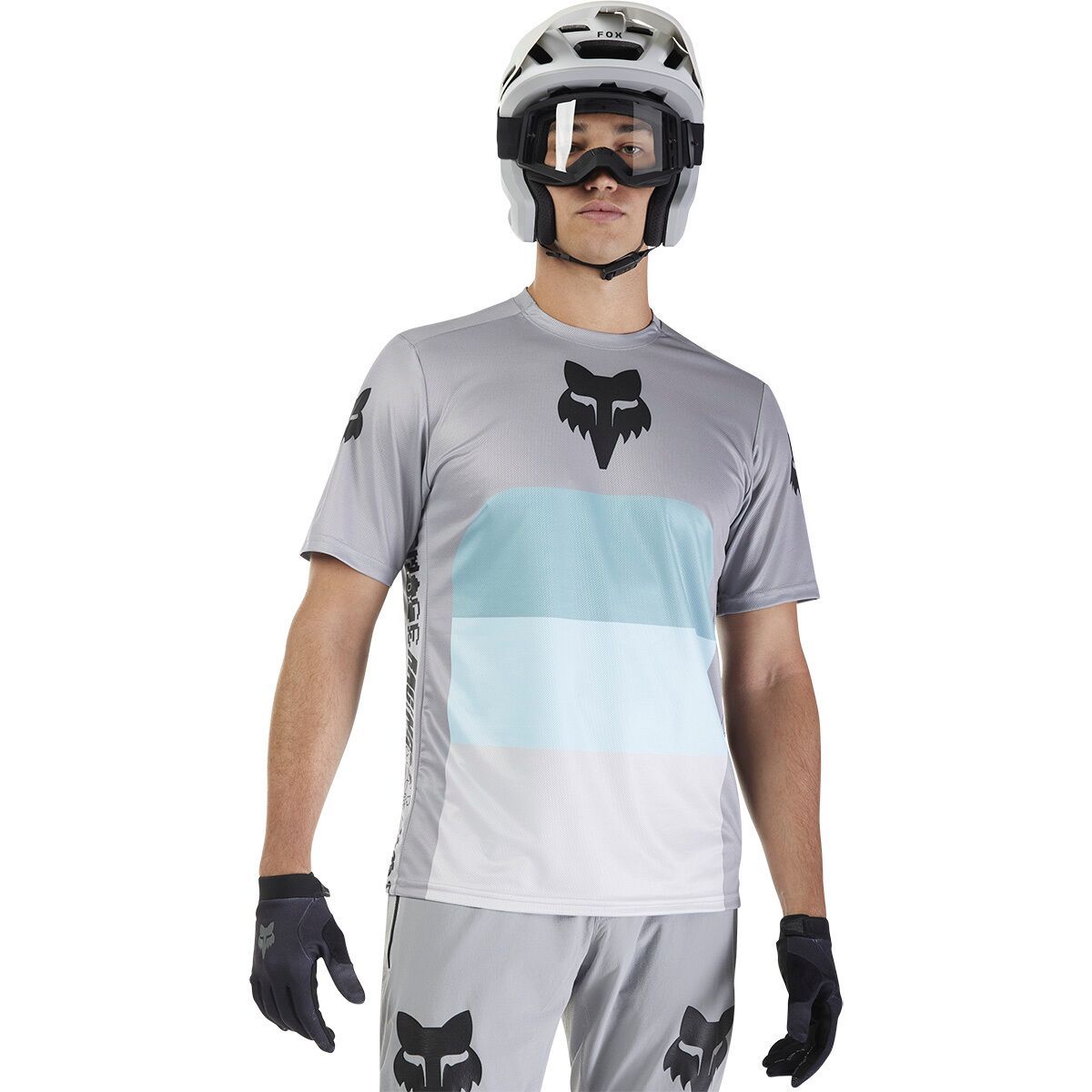 Image of Fox Racing Ranger Short-Sleeve Jersey - Men's Grid Steel Grey, L