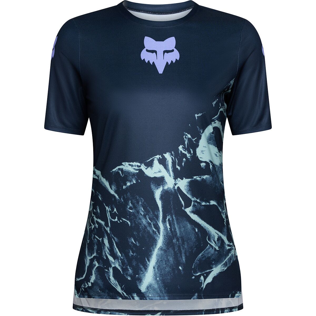 Image of Fox Racing Ranger Short-Sleeve Jersey - Women's Arctic Blue Image Print, L