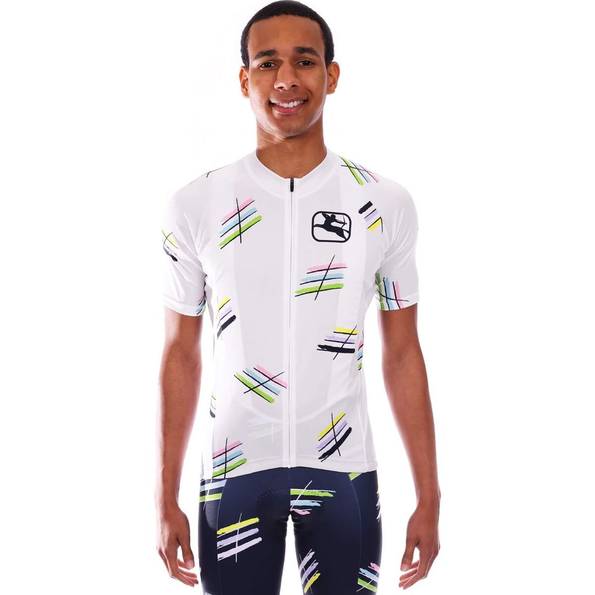 Giordana Moda Vero Pro Short-Sleeve Jersey - Men's White/Blue/Pink/Green, XS