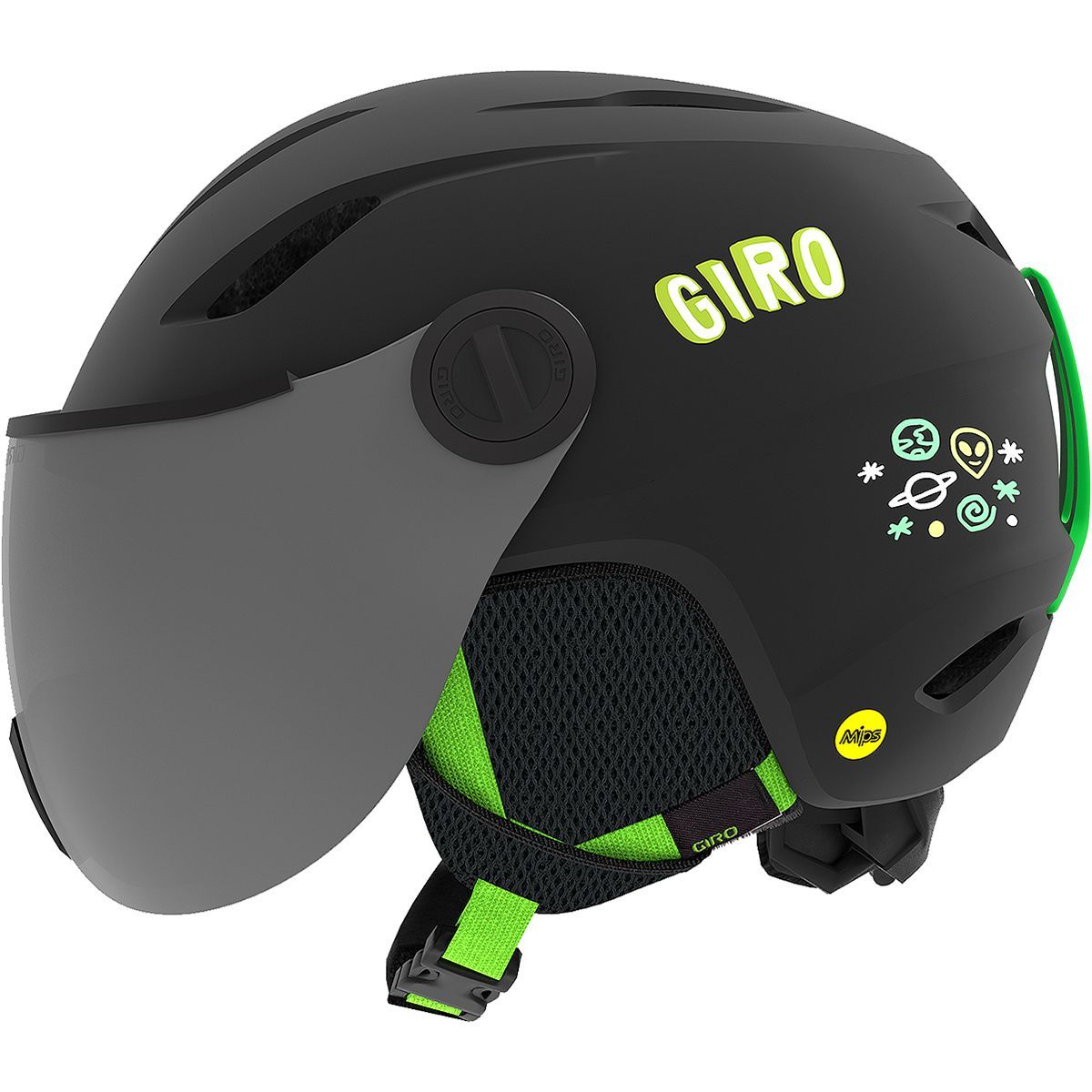Giro Buzz Mips Helmet - Kids' Matte Black/Bright Green/Alien, S
