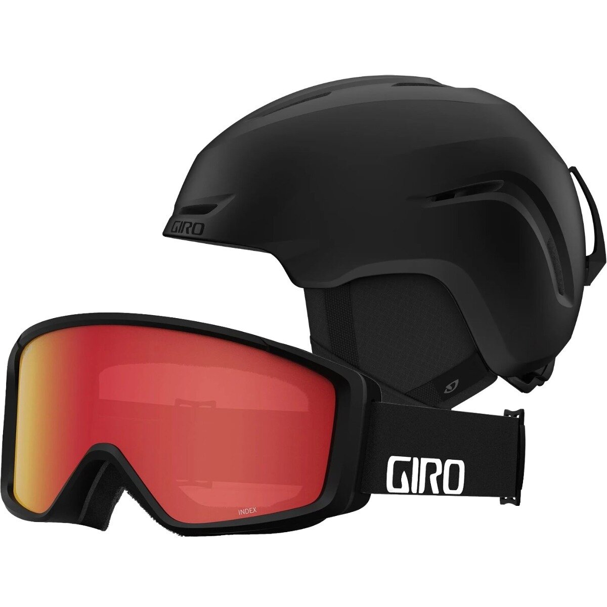 Giro Sario Helmet + Index 2.0 Goggle Mt Blk/Blk Wdmk/Amb Scrl, S/OS