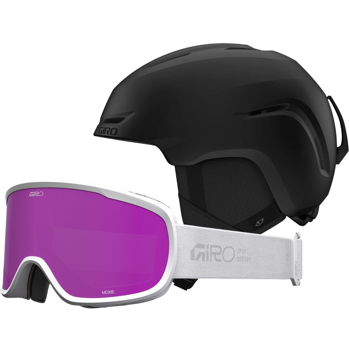 Giro Sario Helmet + Moxie Goggle - Women's Mt Blk/Wht/Stkd Pnk, S/M