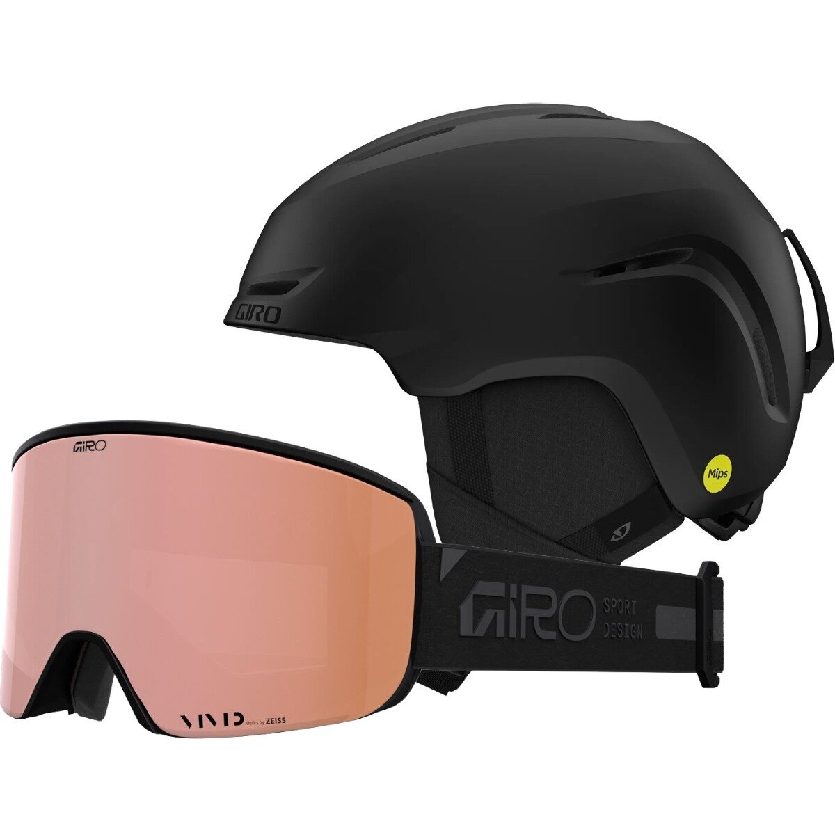 Giro Sario MIPS Helmet + Ella Goggle - Women's Mt Blk/Blk/Rls Rs Gld, L/L