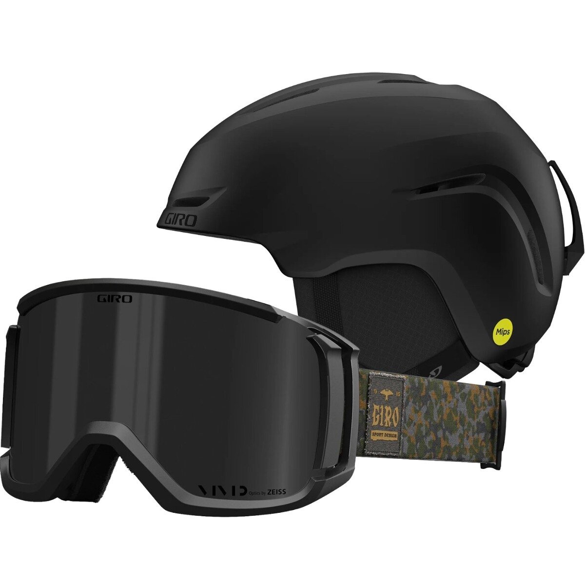 Giro Giro Sario MIPS Helmet + Revolt Goggle Mt Blk/Trt Slnc Camo/Vvd Jet/Clr, M/OS - $150.00 at Backcountry.com