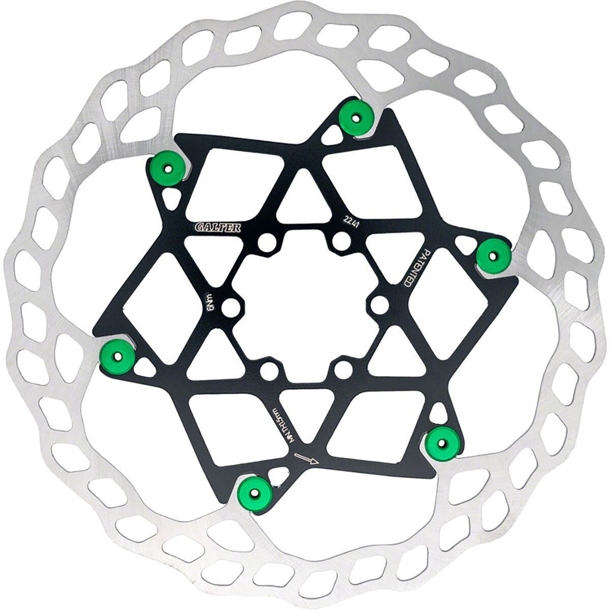 Image of Galfer Floating Wave 6-Bolt Rotor Green, 180mm