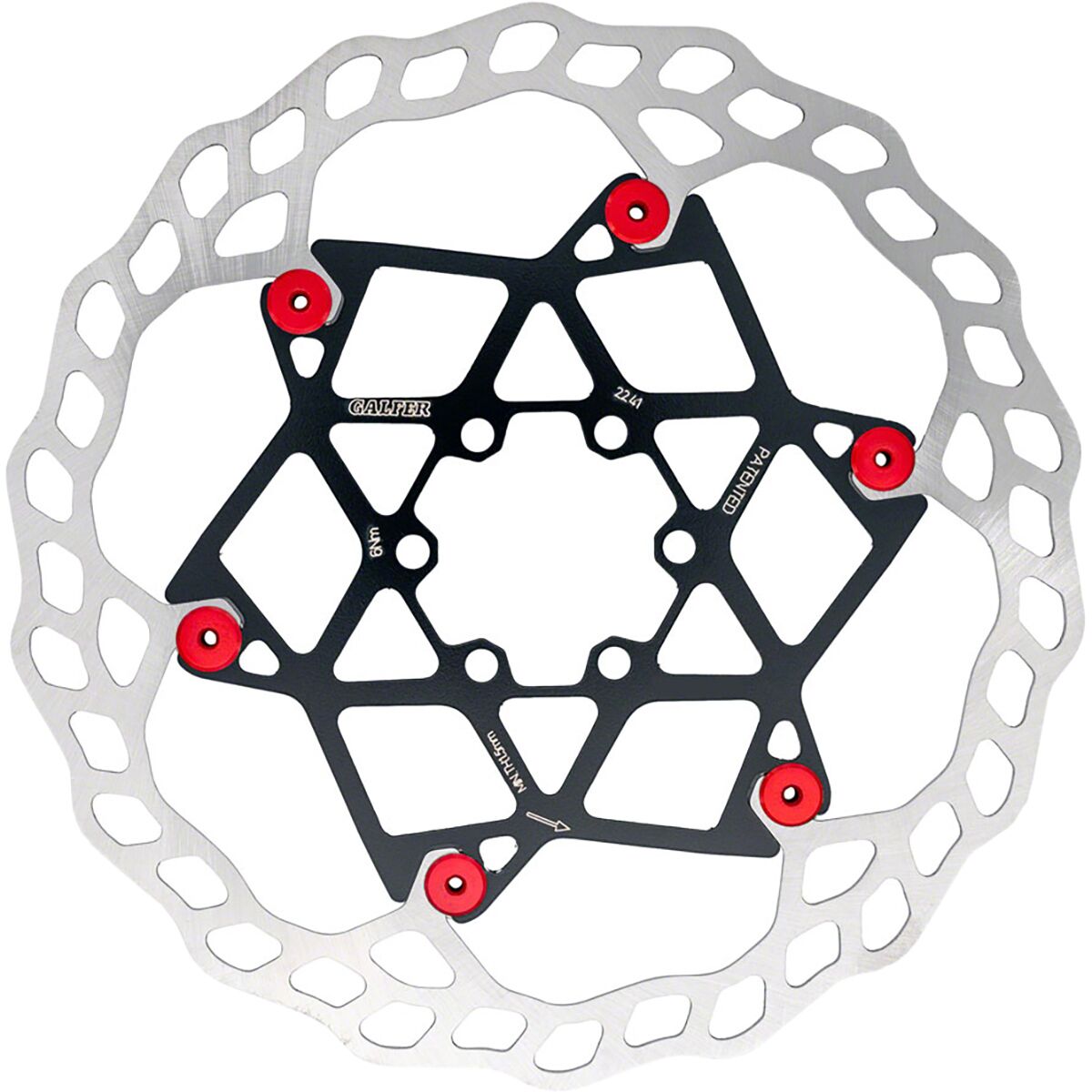 Image of Galfer Floating Wave 6-Bolt Rotor Red, 180mm