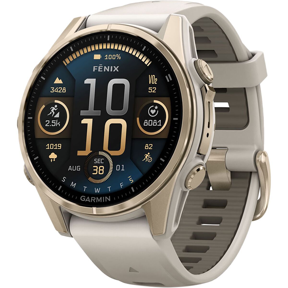 Garmin fenix 8 AMOLED Sapphire Sport Watch Soft Gold (Fog Gray
