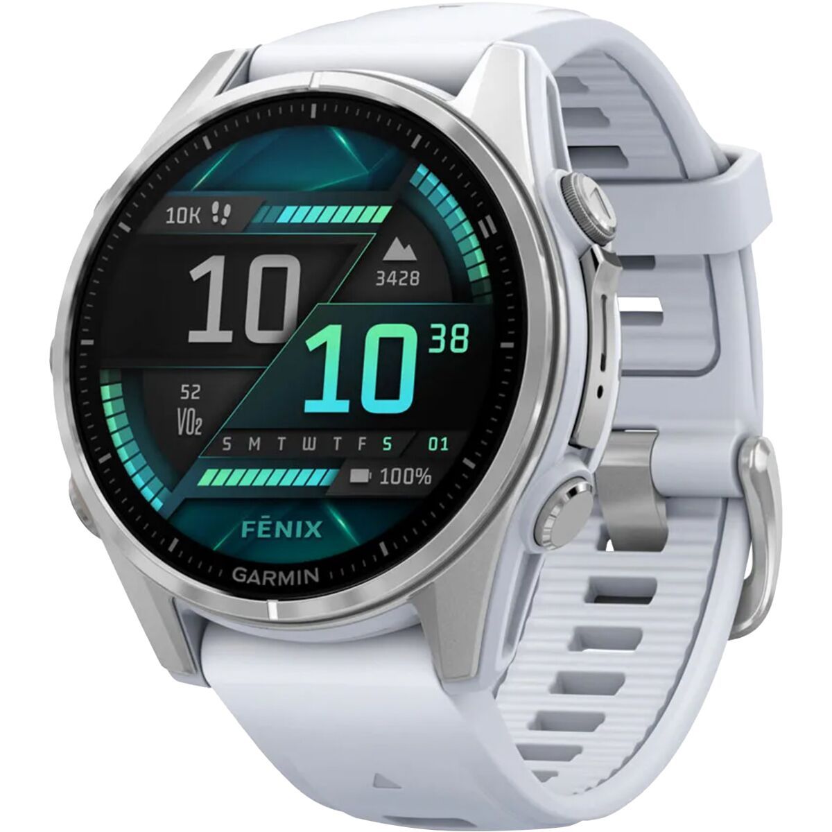 Image of Garmin fenix 8 AMOLED Sport Watch Silver (Whitestone Silicone Band), 43mm