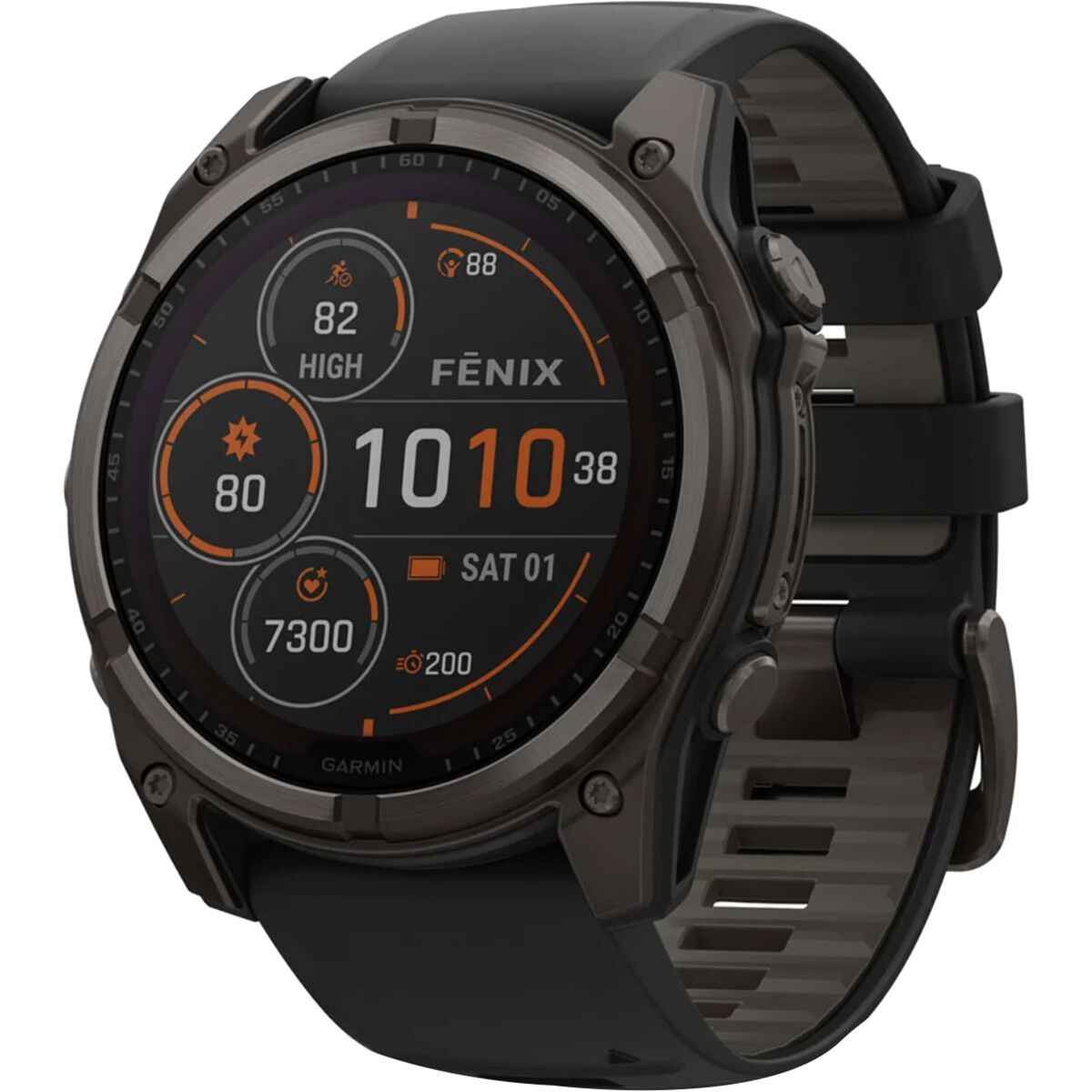 Garmin fenix 8 Solar Sapphire Sport Watch Carbon Gray DLC Titanium (Black