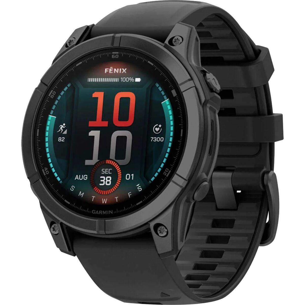 Image of Garmin fenix E AMOLED Sport Watch Slate Gray Steel (Black Silicone Band), 47mm