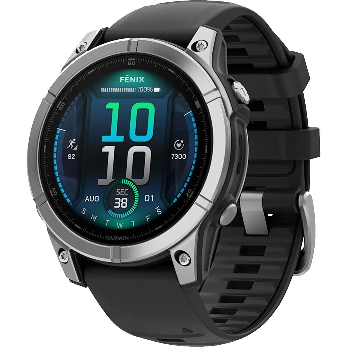 Image of Garmin fenix E AMOLED Sport Watch Stainless Steel (Black Silicone Band), 47mm
