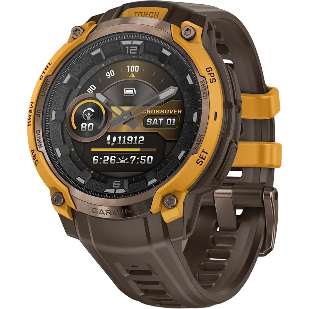 Image of Garmin Instinct Crossover AMOLED Sport Watch Bronze/ Sunburst /Cocoa, One Size