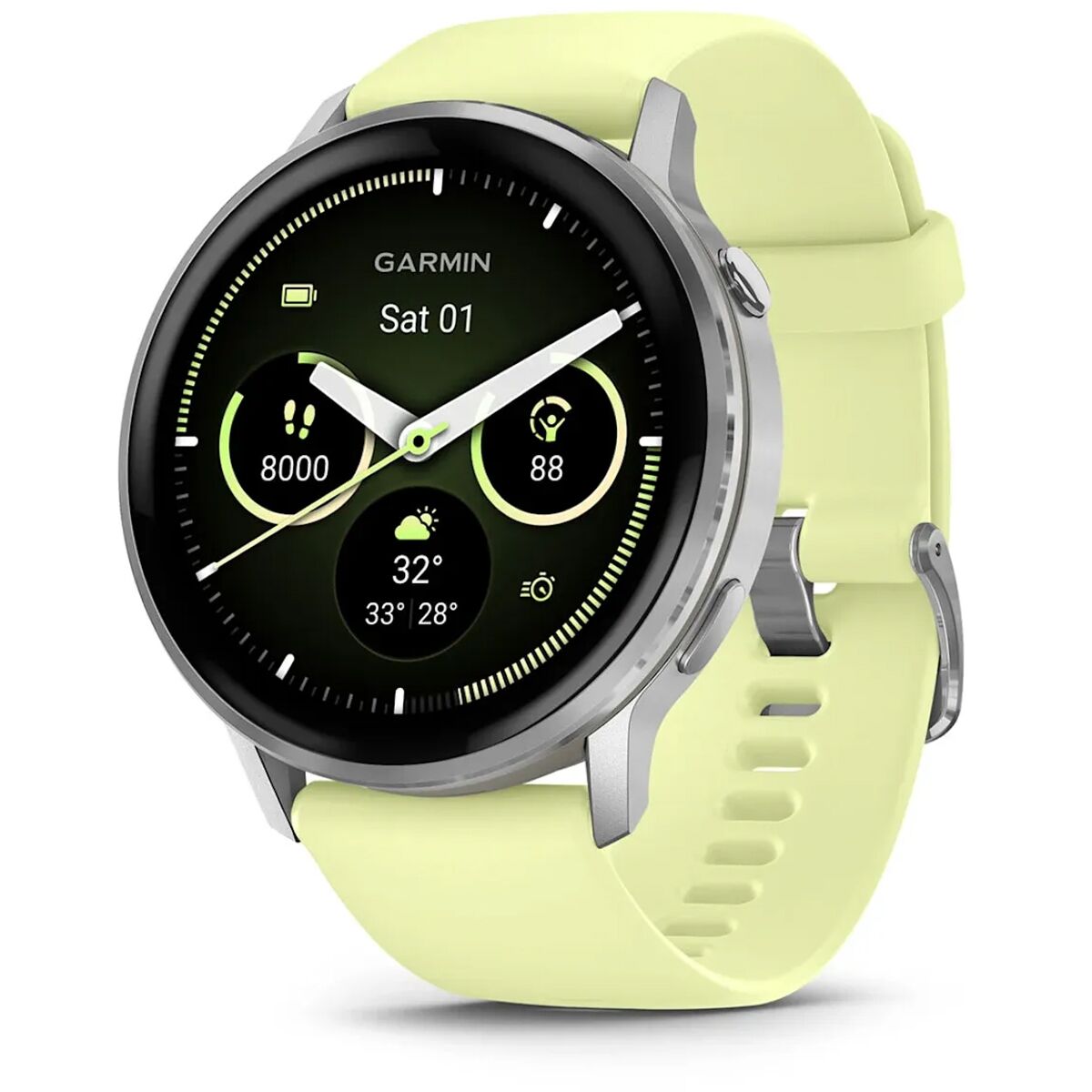 Image of Garmin Venu 4 Sport Watch - 45mm Silver/ Citron, 45mm