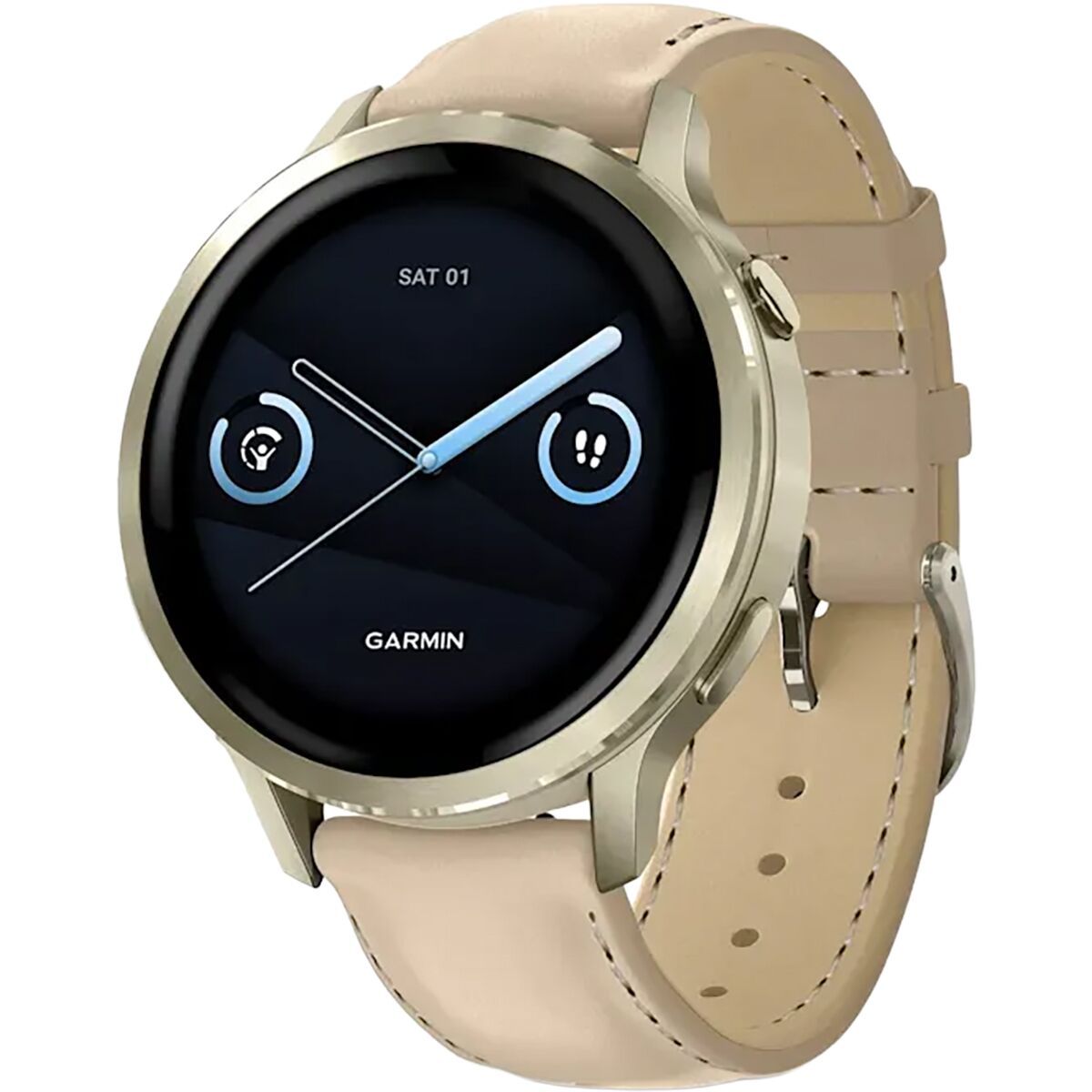 Image of Garmin Venu 4 Sport Watch - 41mm Lunar Gold/ Bone/ Light Sand Leather, 41mm