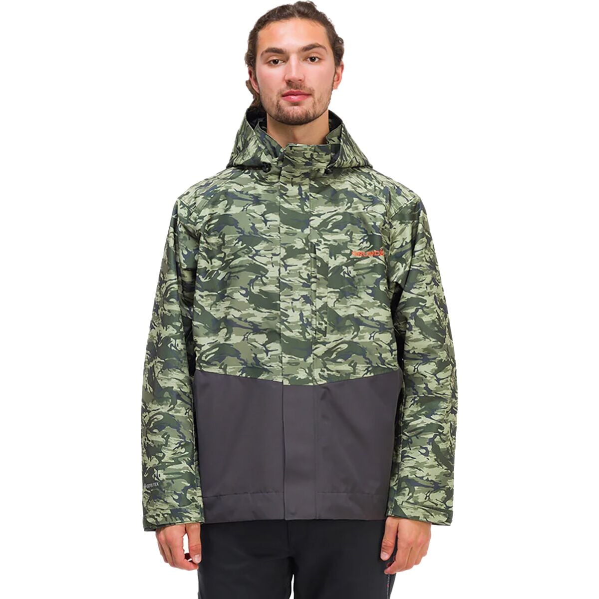 Image of Grundens Downrigger Gore-Tex Jacket - Men's Refraction Camo Green/Anchor, S