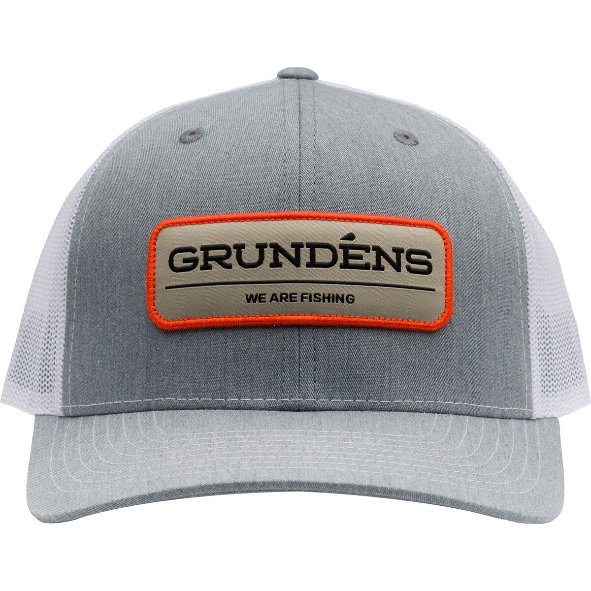 Grundens We Are Fishing Trucker Hat Heather Grey/White, One Size