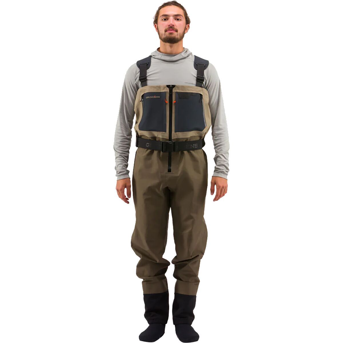 Grundens Boundary Zip Stockingfoot Wader - Men's Stone/Otter, M-(9.0-11.0)