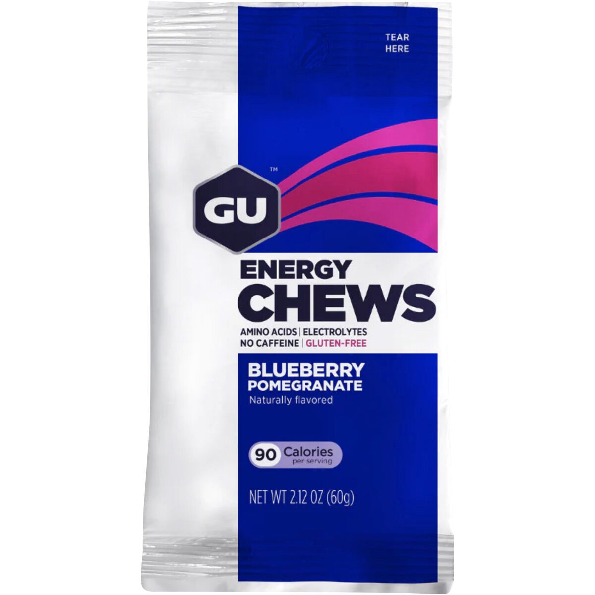 GU GU Energy Chews Double Serving Bag - 12 Pack Blueberry Pomegranate, One Size
