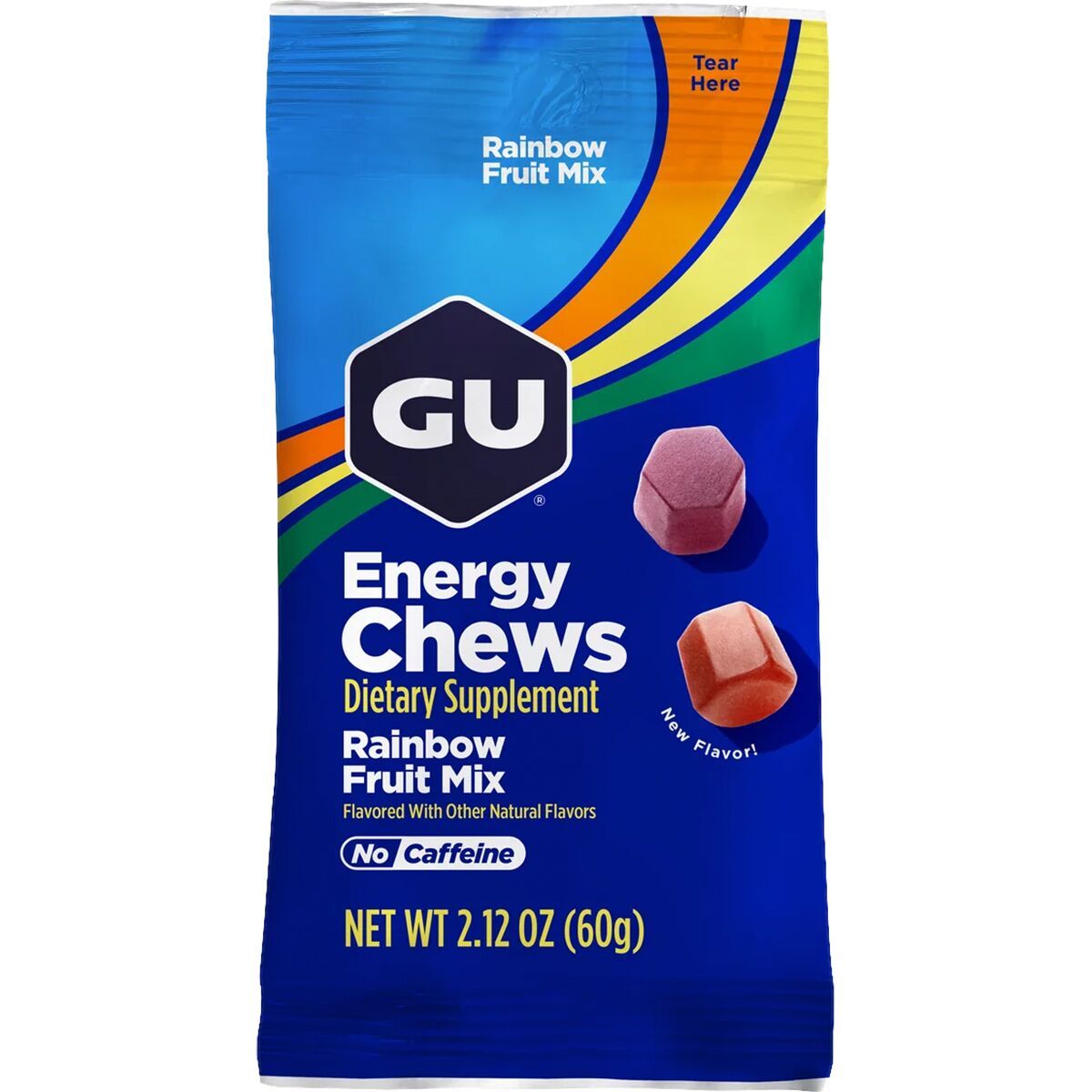 Image of GU Energy Chews Double Serving Bag - 12 Pack Rainbow Mix, One Size