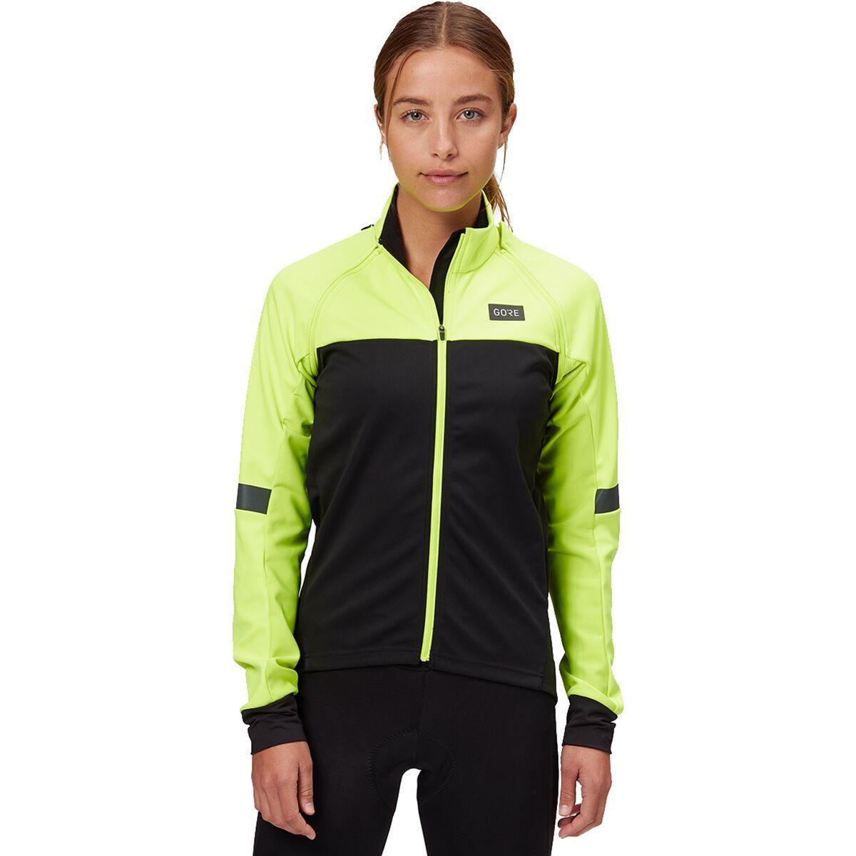 Image of GOREWEAR Phantom Cycling Jacket - Women's Black/Neon Yellow, S/4-6
