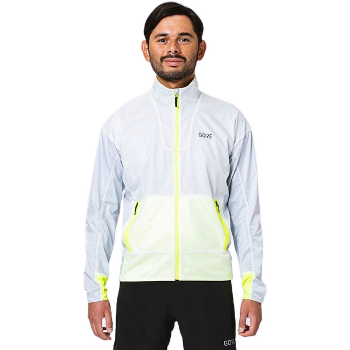 Image of GOREWEAR Drive Jacket - Men's White/Neon Yellow, US XS/EU S
