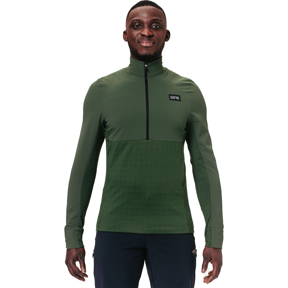 Image of GOREWEAR TrailKPR Hybrid 1/2-Zip Jacket - Men's Utility Green, US XS/EU S