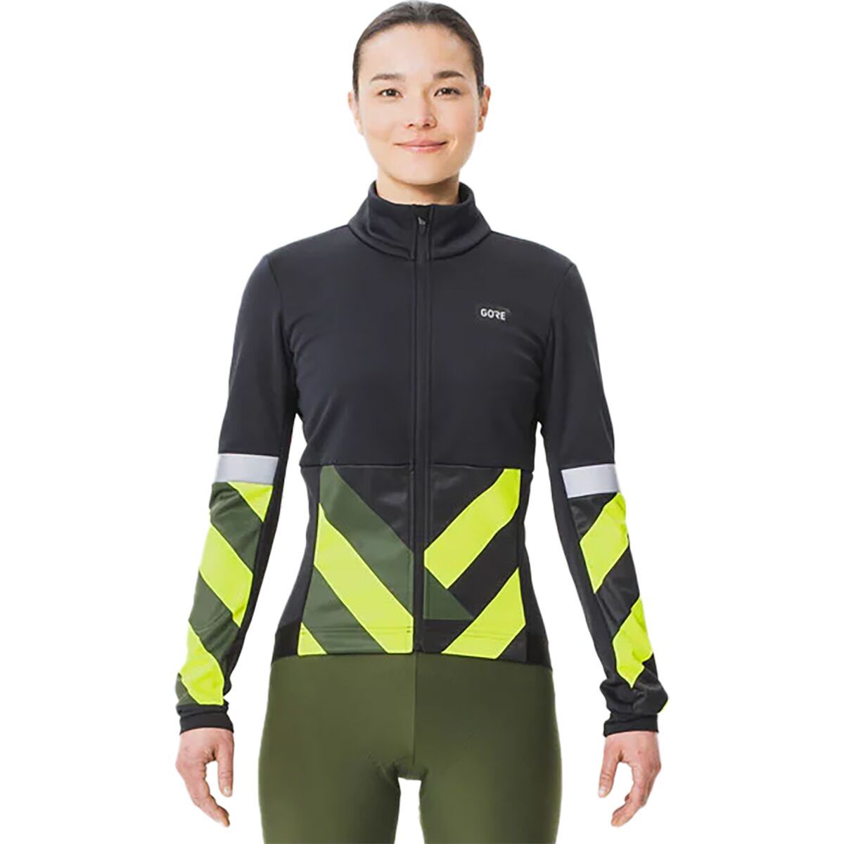 Image of GOREWEAR Tempest Signal Jacket - Women's Black/Neon Yellow, XS/0-2
