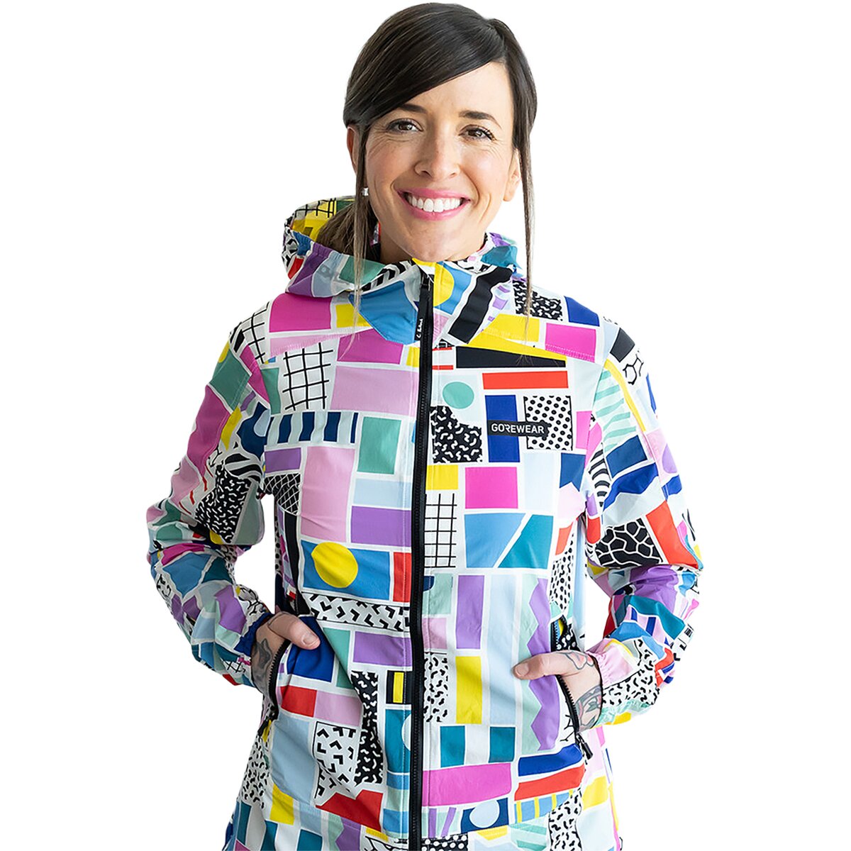 Image of GOREWEAR FERNFLOW x Dr. Curtis Hooded Windbreaker - Women 's Multicolor, M