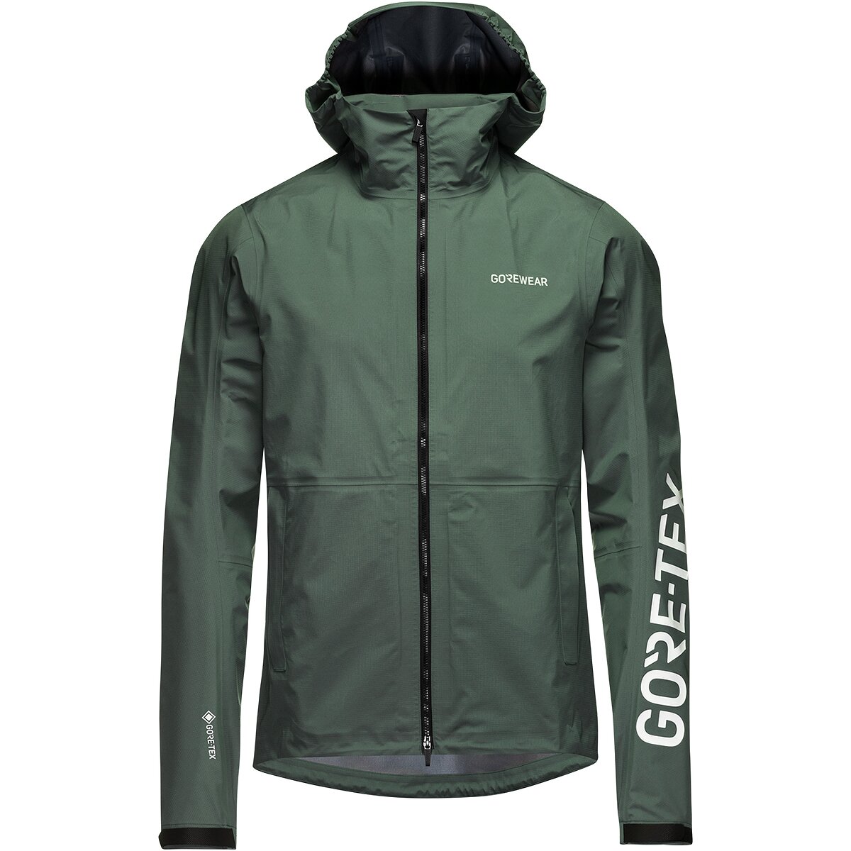 Image of GOREWEAR Lupra GORE-TEX Logo Hooded Jacket - Men's Slate Green/White, XL