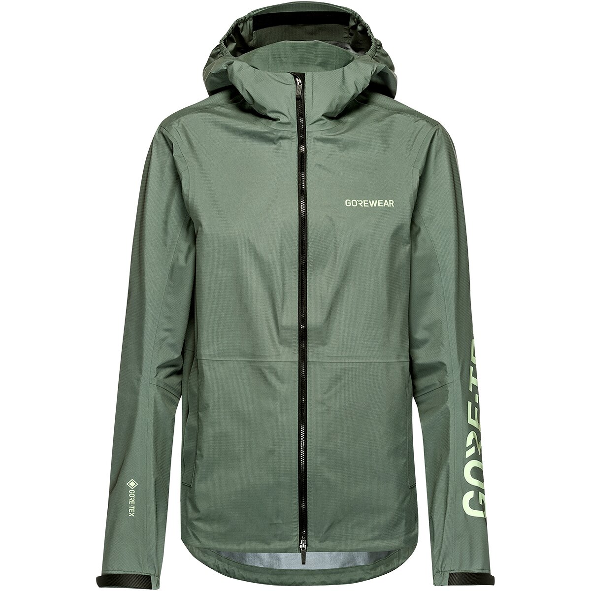 Image of GOREWEAR Lupra GORE-TEX Logo Hooded Jacket - Women's Slate Green/Spring Green, XL