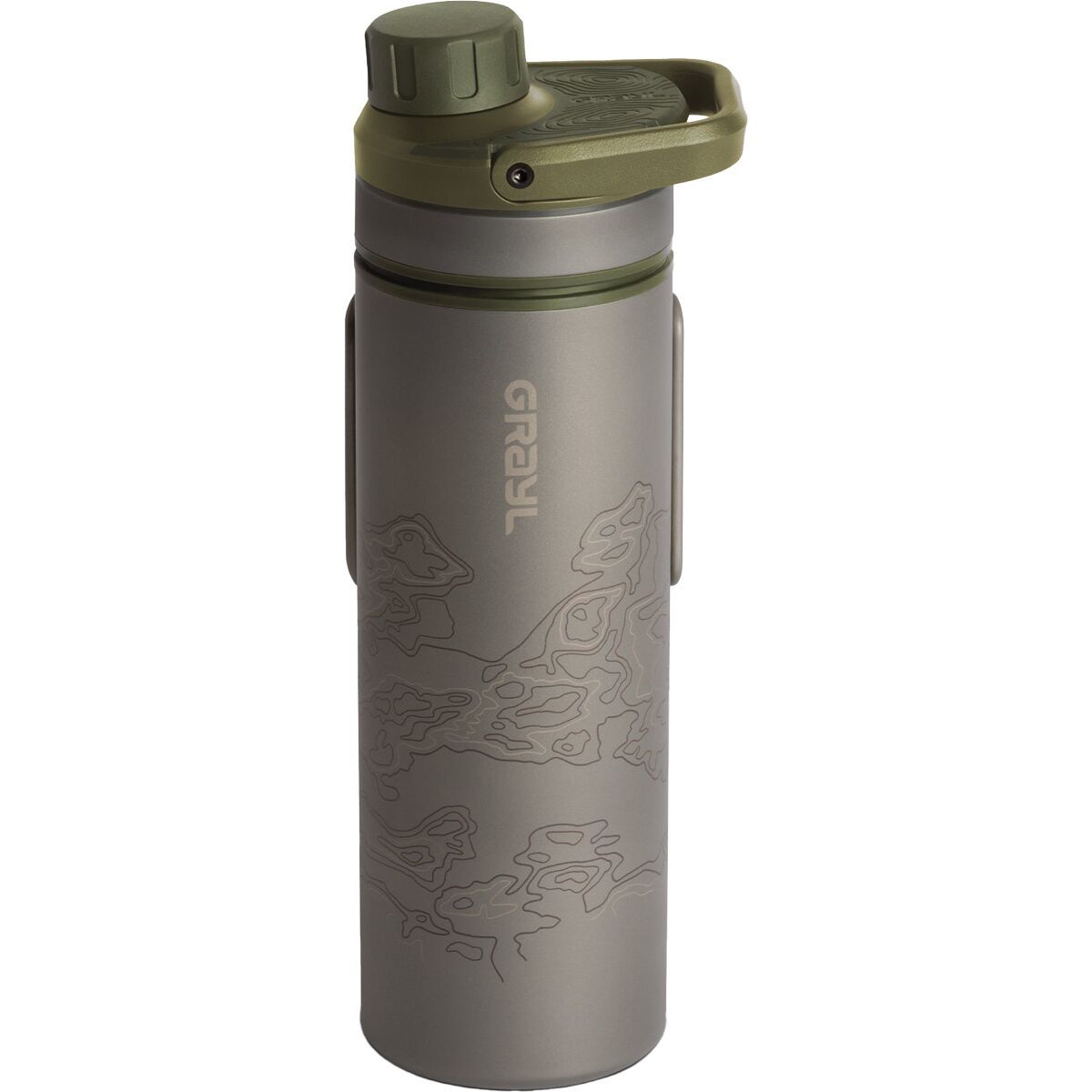 Grayl UltraPress Titanium Filter & Purifier Bottle - 16.9oz Olive Drab, One Size