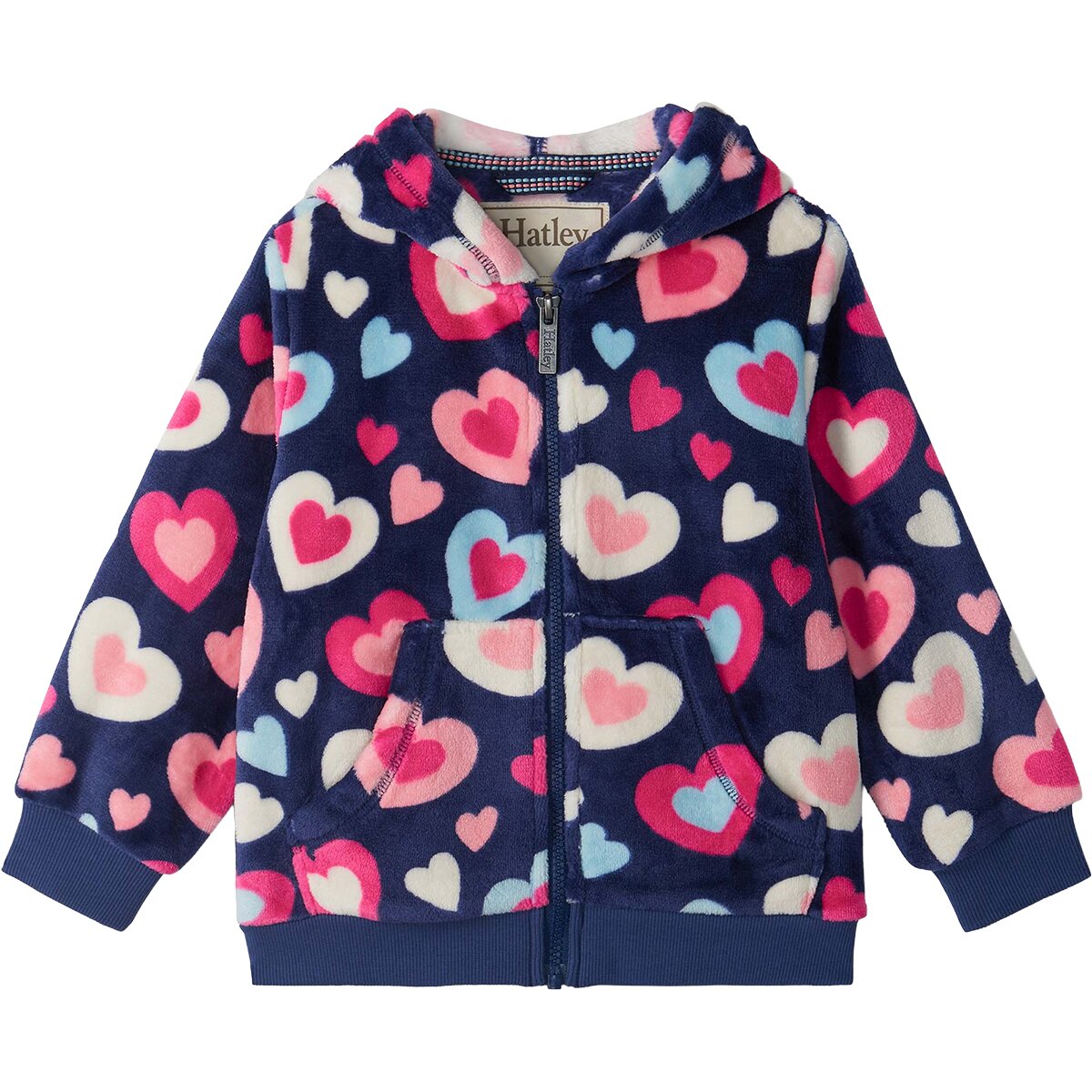 Hatley Hatley Fleece Zip-Up Hoodie - Kids' Bunches of Hearts/Patriot Blue, 6 - $58.95 at Backcountry.com