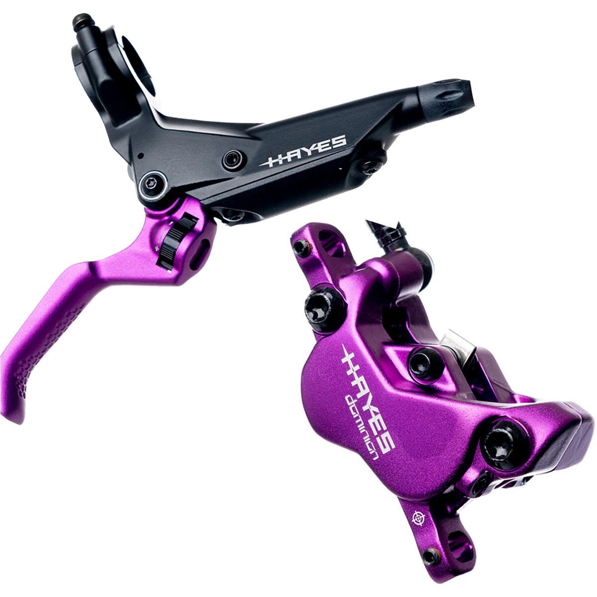 Image of Hayes Dominion A4 Disc Brake Purple/Black, 180cm Hose, Front/Rear