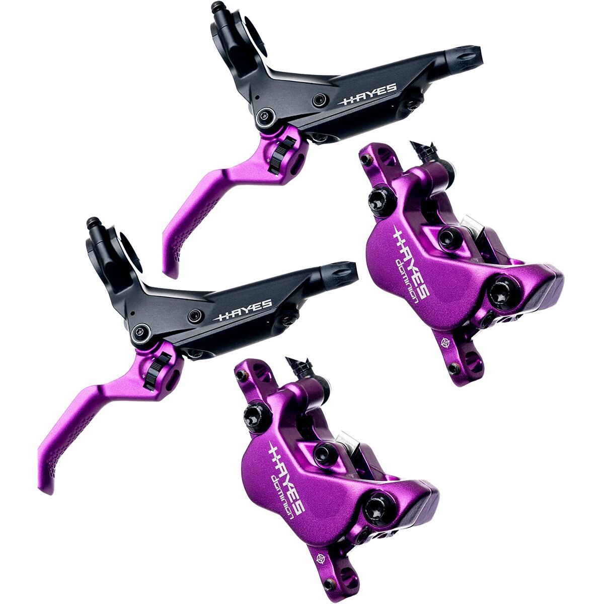 Image of Hayes Dominion A4 Disc Brake Set Purple, Front & Rear