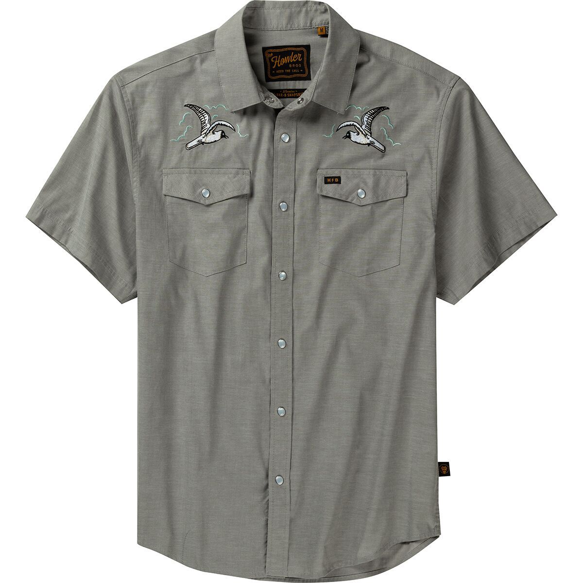 Howler Brothers H Bar B Snap Shirt - Men's Seagulls/Grey Oxford, XXL