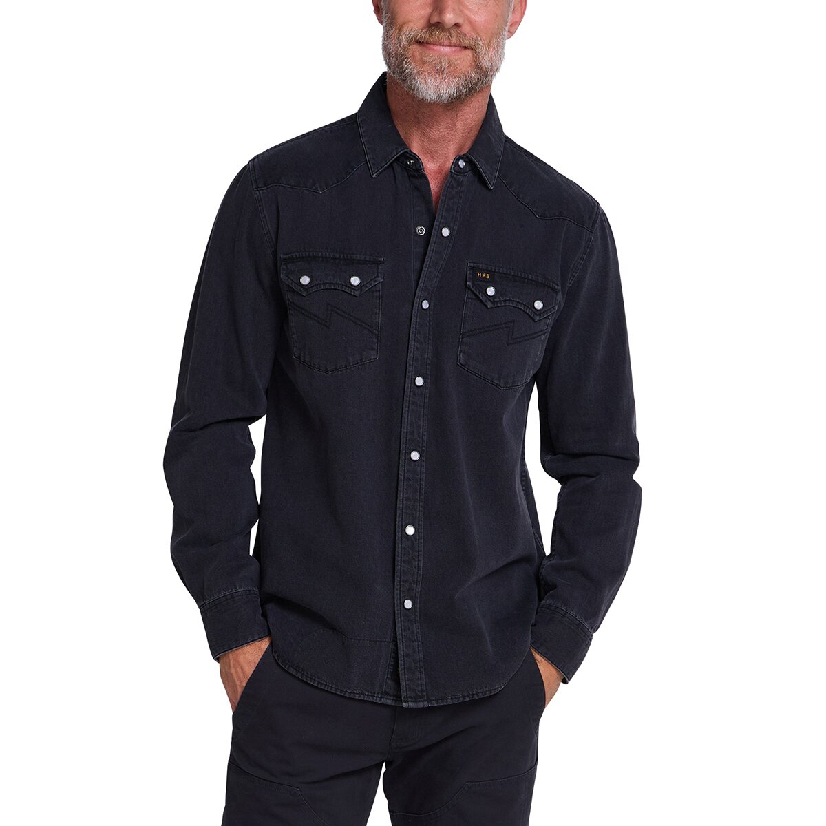 Image of Howler Brothers Dust Up Denim Snapshirt - Men's Morrison Black Wash, XXL