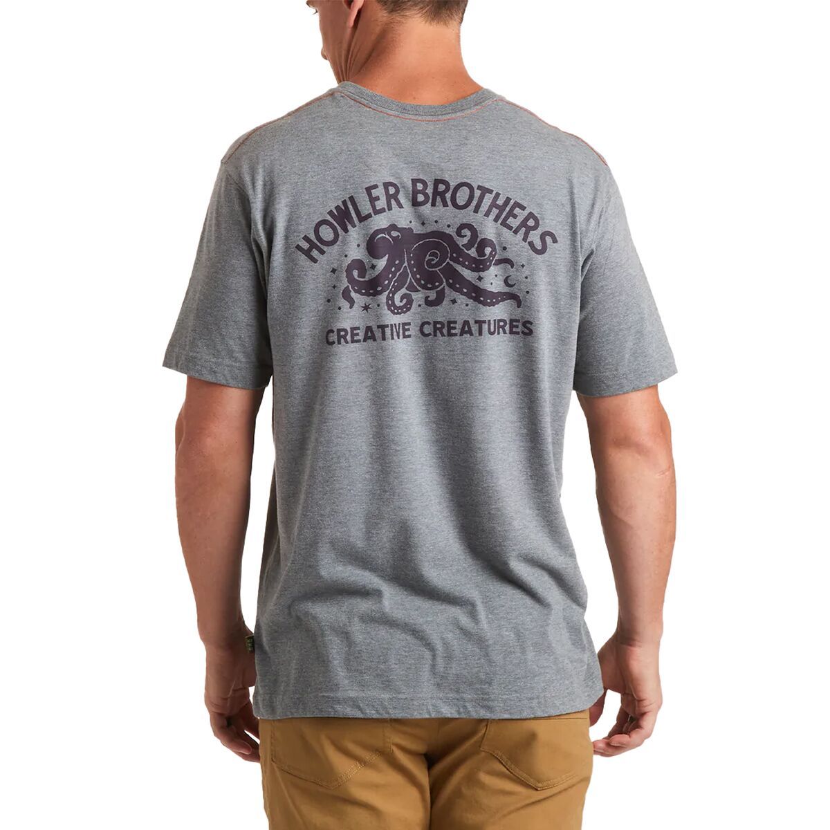 Howler Brothers Select Pocket T-Shirt - Men's Creative Creatures Octopus/Grey Heather, XL