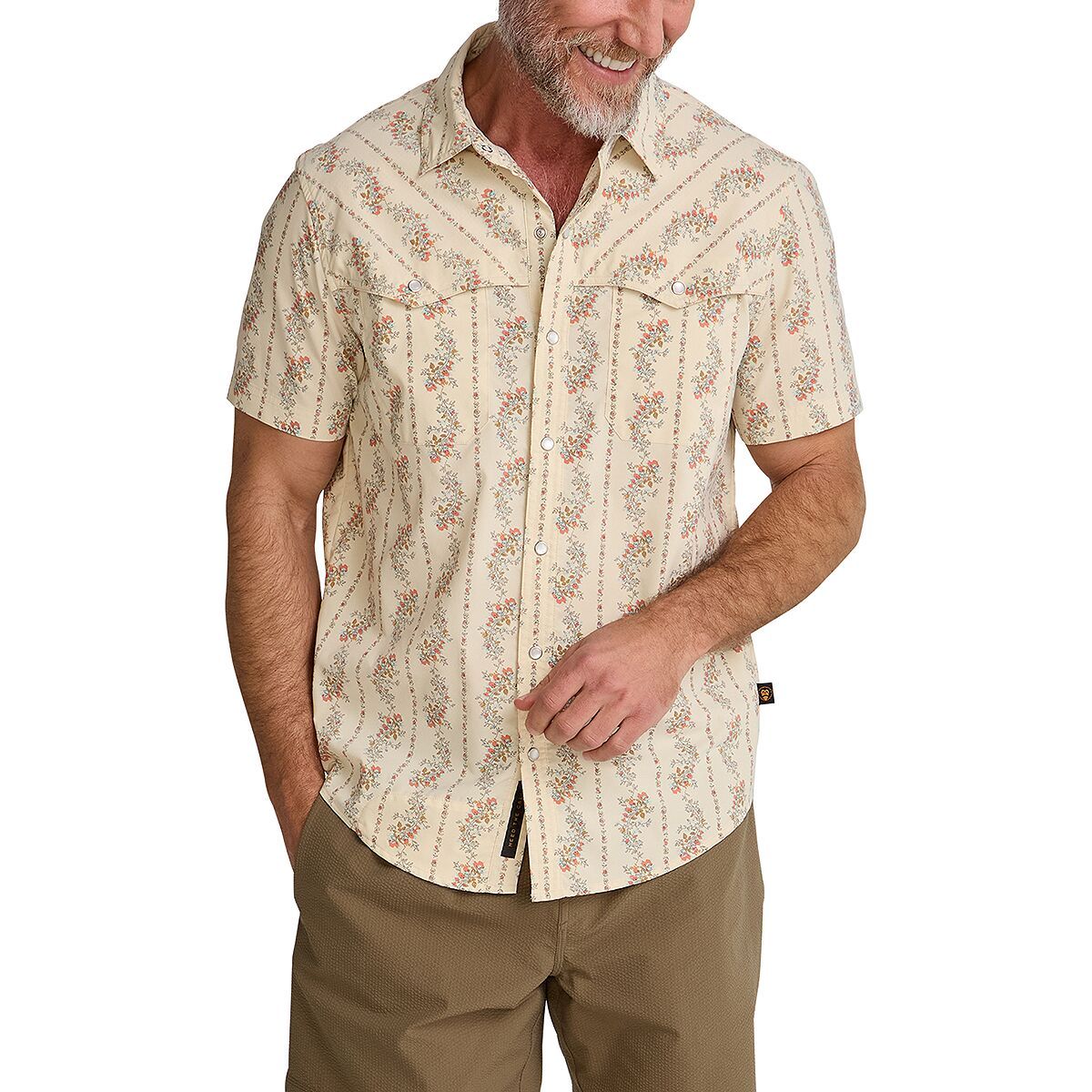 Image of Howler Brothers Open Country Tech Shirt - Men's Grampa's Curtains/Natural, XL