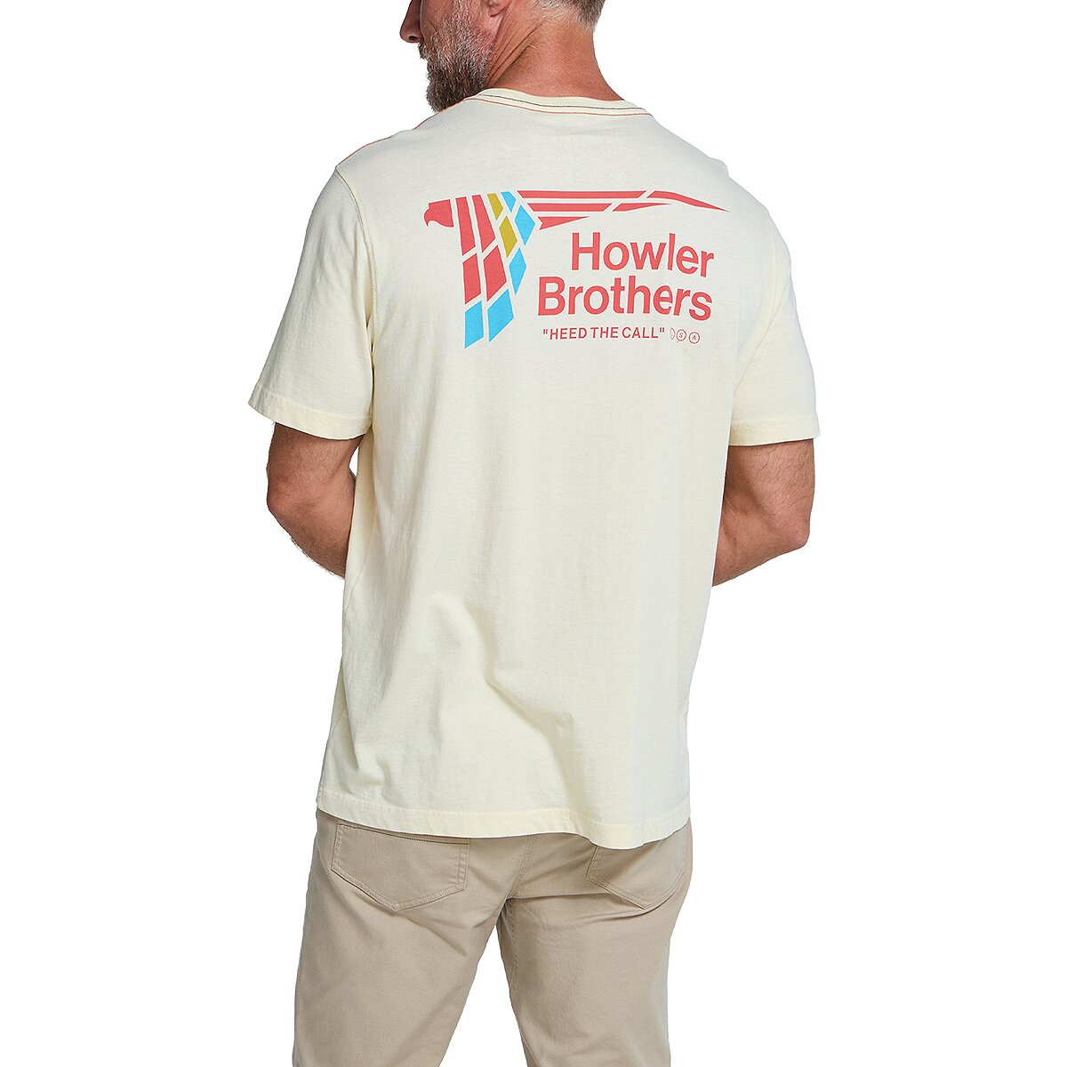 Image of Howler Brothers Cotton T-Shirt - Men's Parrot Patrol/Natural, M