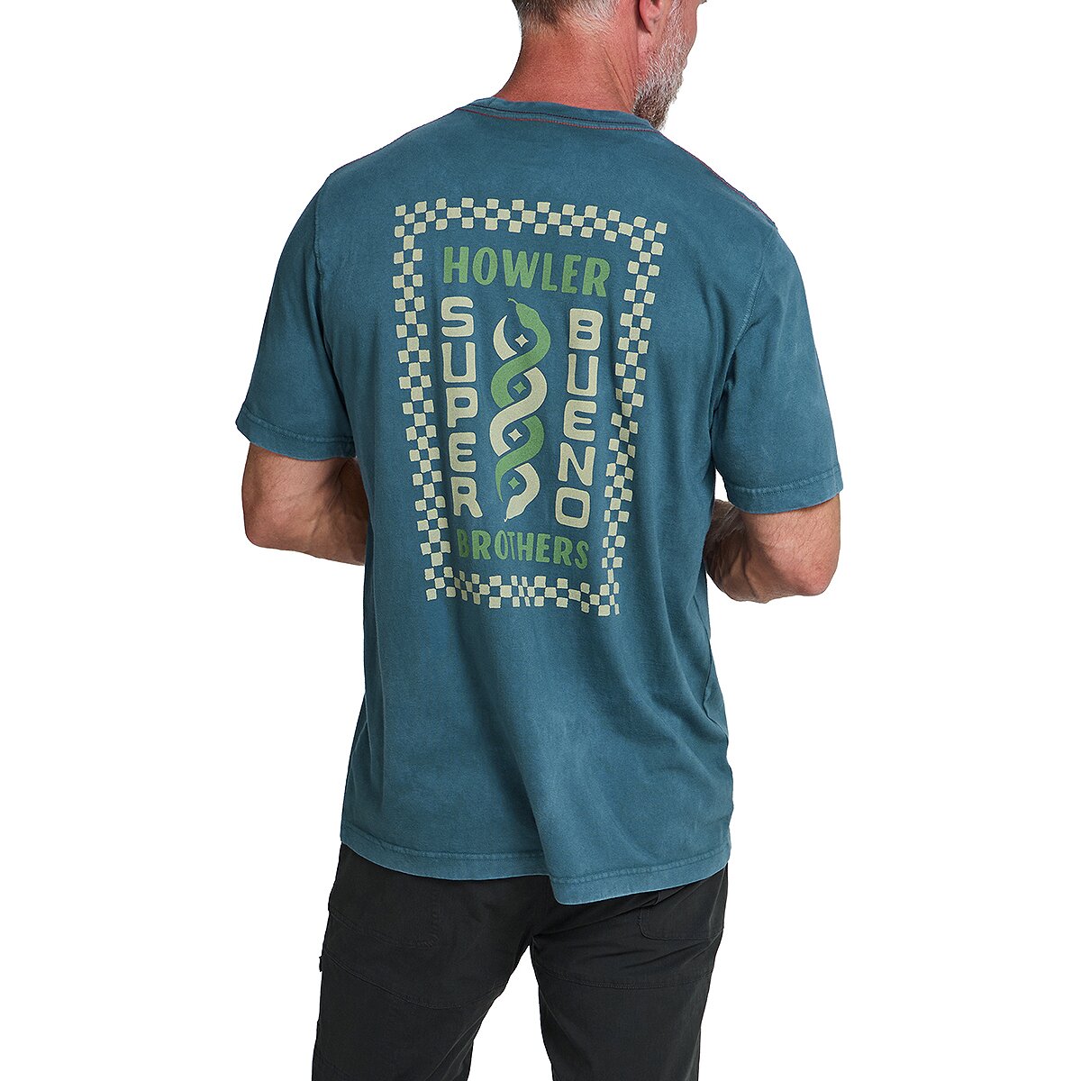 Image of Howler Brothers Cotton T-Shirt - Men's Super Bueno Serpientes/Storm, XL