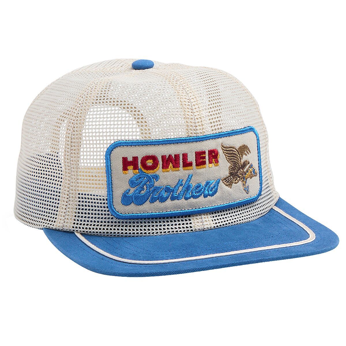Image of Howler Brothers Unstructured Snapback Hat Feedstore : Osprey Prey : Stone / Blue, One Size
