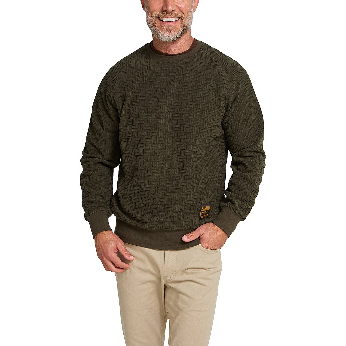 Image of Howler Brothers Eleos Fleece Crewneck - Men's Grids/Army, S