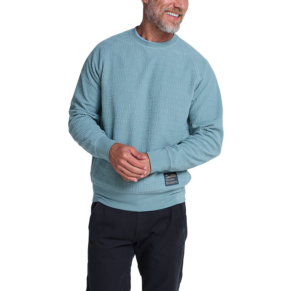 Image of Howler Brothers Eleos Fleece Crewneck - Men's Grids/Iron Blue, S
