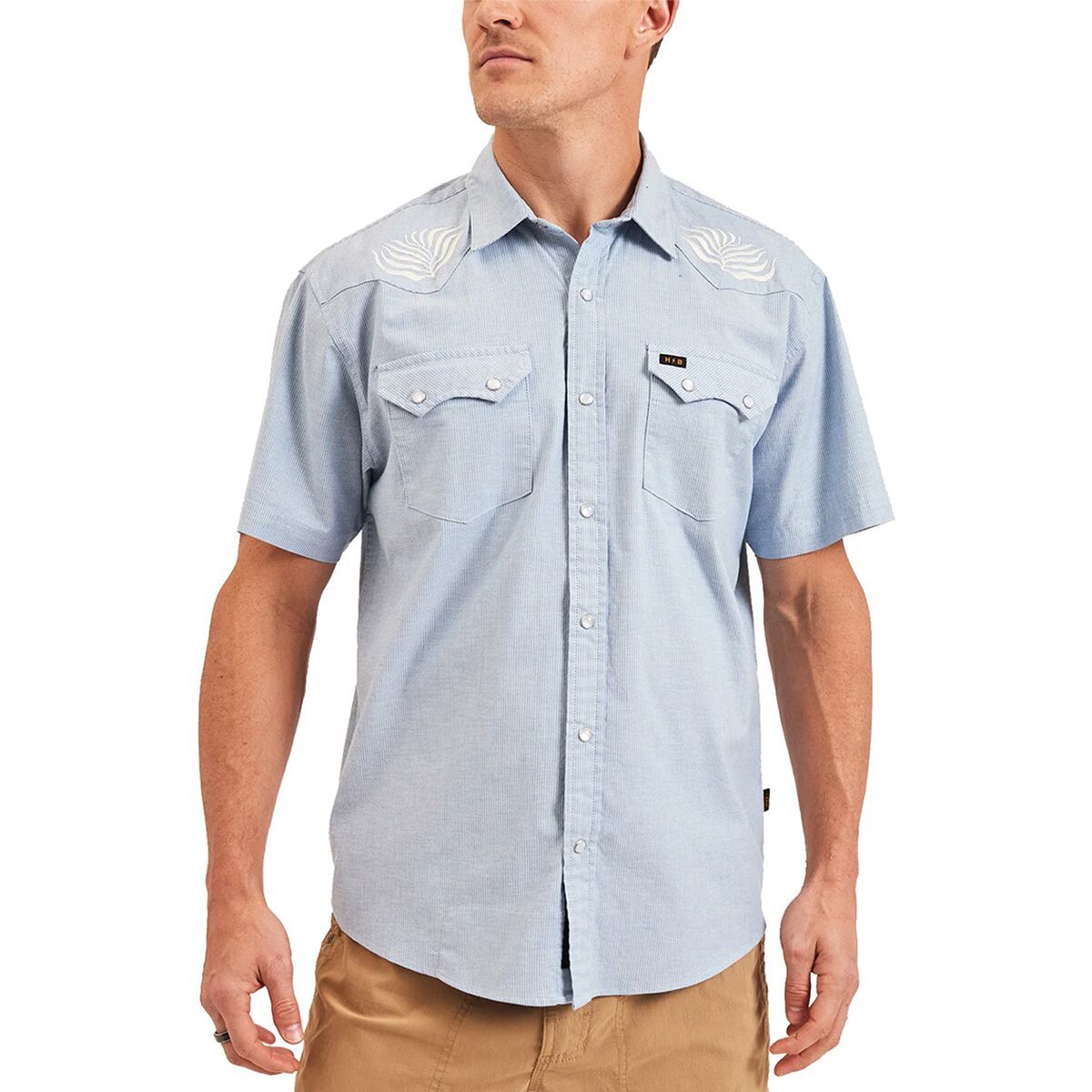 Howler Brothers Crosscut Deluxe Snap Shirt - Men's Seagrass/Faded Blue Microstripe, XL